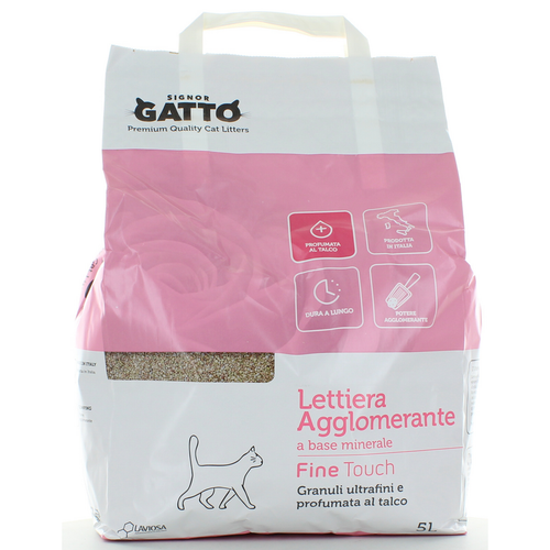 Signor Gatto Lettiera Fine Touch Agglomerante Grani Ultrafini Fragranza Al Talco 5l