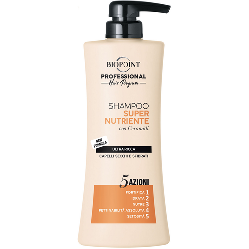 Biopoint Professional Super Nutriente Shampoo 5 Azioni Ultra Ricca Capelli Secchi E Sfibrati 400 Ml.