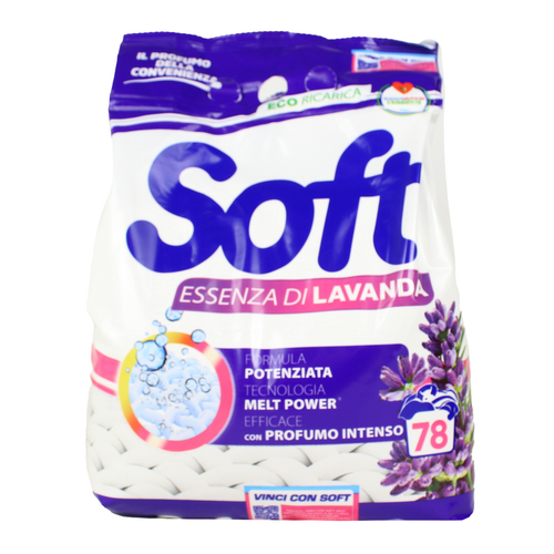 Soft Detersivo Bucato Lavatrice In Polvere Essenza Di Lavanda Sacco 78 Misurini Kg 3,900