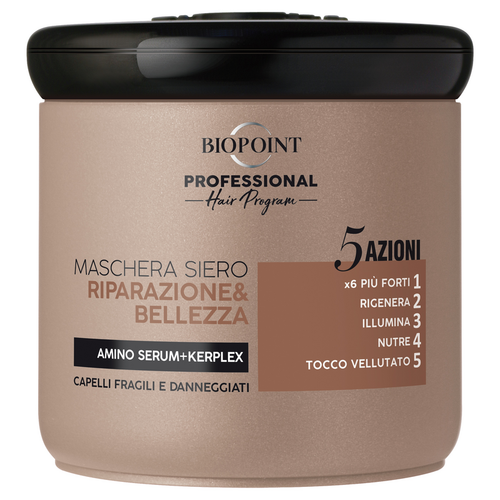 Biopoint Professional Maschera Siero Riparazione E Bellezza 5 Azioni Capelli Fragil E Danneggiati Am…