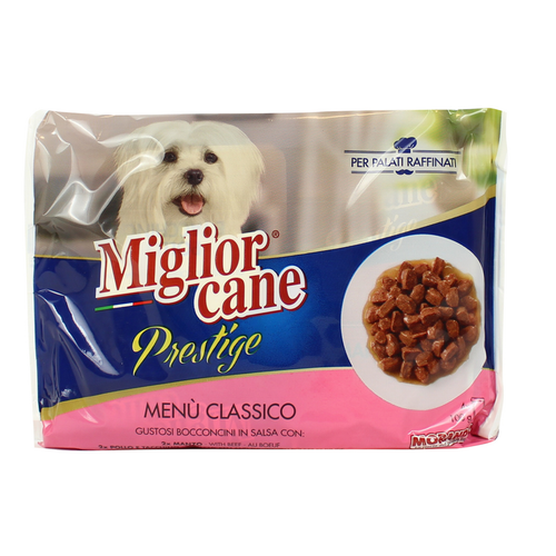 Miglior Cane Prestige Bocconcini Menu' Classico 4 Buste Da 100 Grammi: 2 Buste Manzo - 2 Buste Pollo