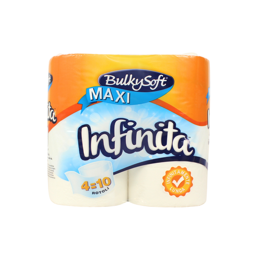 Bulkysoft Carta Igienica Infinita 4 Rotoli 340 Strappi 2 Veli