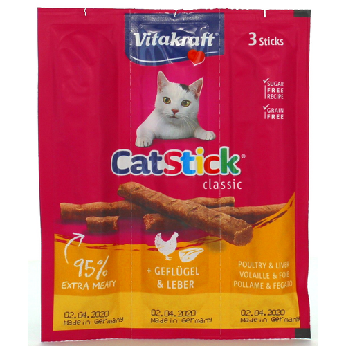 Vitakraft Cat Stick Mini Pollo E Fegato Busta 3 Pezzi Da 18 Grammi