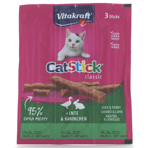 Vitakraft Cat Stick Mini Anatra E Coniglio Per Gatto Busta 3 Pz Da 18 Grammi