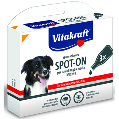 Vitakraft Spot-on Fipronil Soluzione 134mg Antiparassitario Repelt Per Cane Taglia Media Peso 10-20