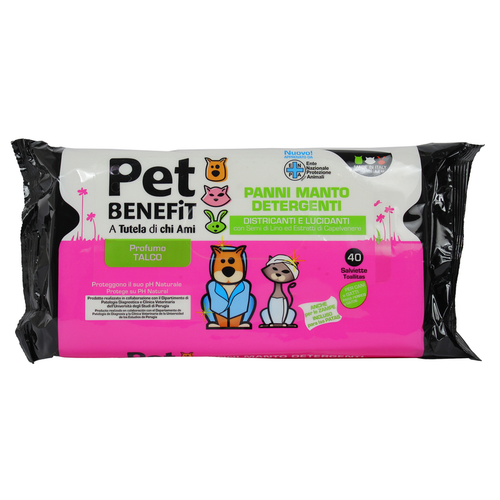 Pet Benefit 40 Panni Detergenti Districanti E Lucidanti Per Manto Dei Cani E Gatti