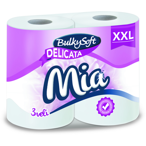 Bulkysoft Igienica Mia Delicata 4 Rotoli Xxl 3 Veli 260 Strappi A Rotolo