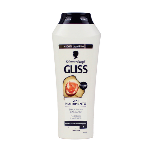 Gliss Shampoo + Balsamo 2in1 Nutrimento Capelli Secchi E Danneggiati 250 Ml