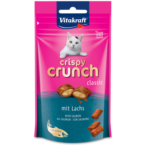 Vitakraft Gatto Crispy Crunch Classic Con Salmone Busta 60 Grammi