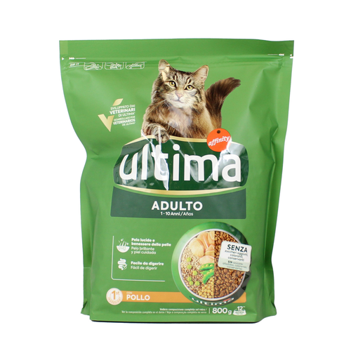 Ultima Cat Adult Crocchette Pollo, Orzo E Frumento Integrali, Piselli 800 Grammi