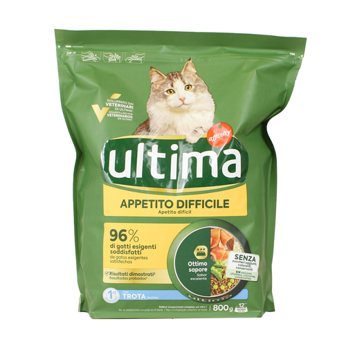 Ultima Cat Appetito Difficile Crocchette Trota - Riso - Verdure Busta 800 Grammi