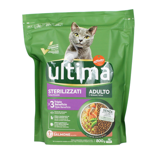 Ultima Cat Adult Sterilizzato Crocchette Salmone - Orzo - Piselli Busta 800 Grammi