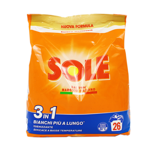 Sole Detersivo Polvere Bucato Lavatrice Bianco Splendente Sacco 26 Misurini Kg 1,300