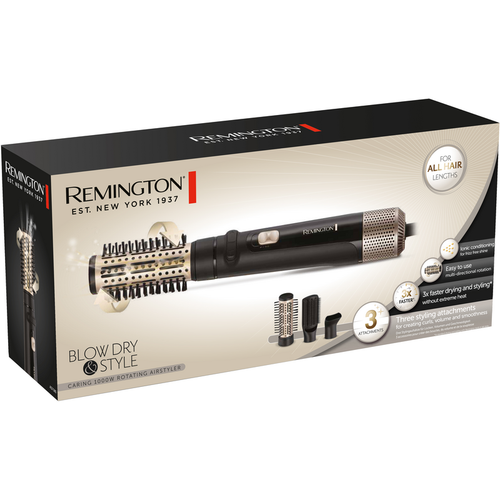 Remington Blow Dry & Style Spazzola Rotante Ad Aria 1000w Con 3 Accessori