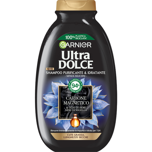 Ultra Dolce Shampoo Purificante Idratante Al Carbone Magnetico E Olio Di Semi Neri Di Nigella