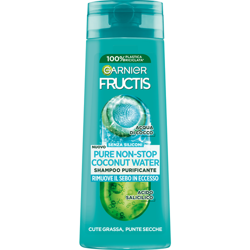 Fructis Shampoo Purificante Pure Non Stop Coconut Water Cute Grassa Punte Secche 250 Ml