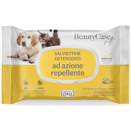 Beautycase Pet 40 Salviette Detergenti Ad Azione Repellente
