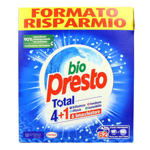 Bio Presto Detersivo Polvere Bucato Lavatrice 62 Misurini