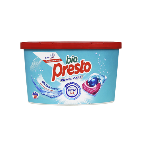 Bio Presto Power Caps Detersivo Bucato Lavatrice Igiene 18 Lavaggi