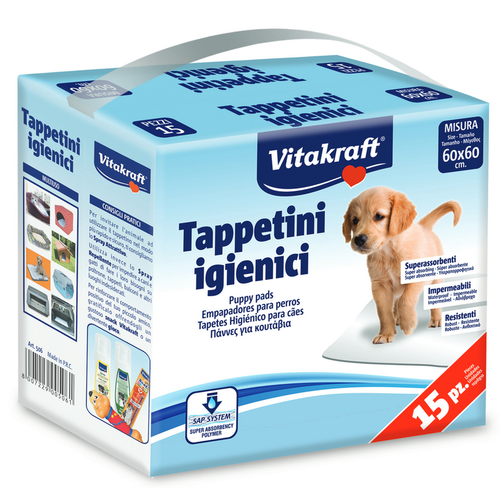 Vitakraft Tappetini Igienici Animali Cane E Gatto Cm 60x60 15 Pz