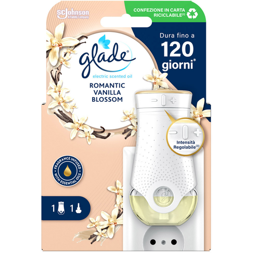 Glade Electric Essential Oil Diffusore + Ricarica Romantic Vanilla Blossom 20 Ml Durata Fino 120 Gio…