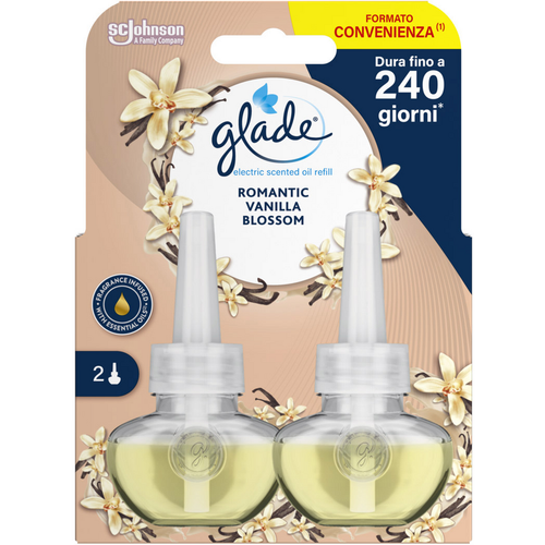 Glade Electric Essential Oil 2 Ricariche Liquide Da 20 Ml Romantic Vanilla Blossom Durata 240 Giorni…