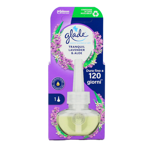 Glade Electric Essential Oil Ricarica Liquida Tranquil Lavender & Aloe 20 Ml Durata 120 Giorni Per D…