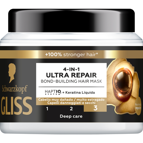 Gliss Maschera Capelli 4in1 Ultra Repair Capelli Danneggiati E Secchi 400 Ml