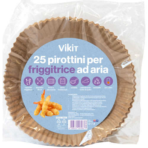 Vikit 25 Pirottini Con Diamedtro 16 Cm E 4 Cm Di Altezza Per Friggitrice Ad Aria Con Capacita' 1-2 L