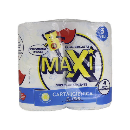 Maxi Carta Igienica 4 Rotoli 3 Veli Al Profumo Di Camomilla