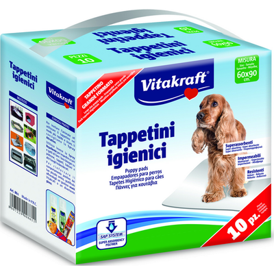 Vitakraft Tappetini Igienici Dog Superassorbenti, Impermeabili, Resistenti 60x90 Cm 10 Pezzi