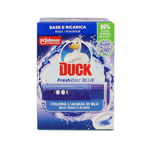 Duck Fresh Discs Gel Wc Base + Ricarica Blue - Colora L'acqua Di Blu