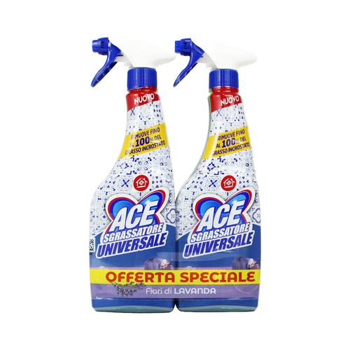 Ace Spray Sgrassatore Universale Fiori Di Lavanda 2 Pezzi Da 600 Ml