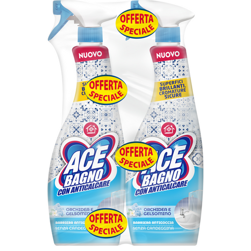 Ace Spray Bagno Con Anticalcare Orchidea E Gelsomino 2 Pezza Da 600 Ml