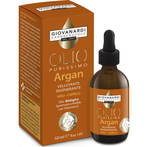 Giovanardi Farmaceutici Olio Purissimo Argan Vellutante Rigenerante Viso E Capelli 50 Ml