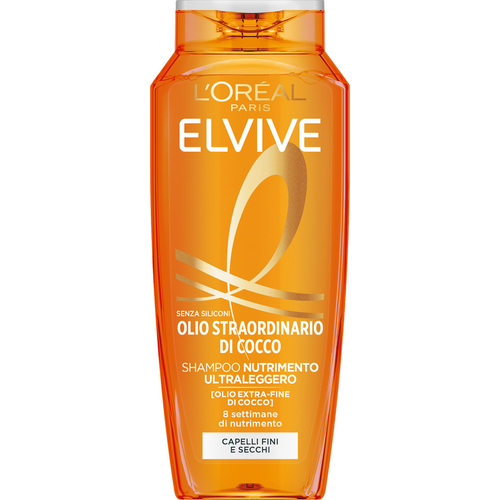 Elvive Shampoo Olio Straordinario Di Cocco Nutrimento Ultra Leggero Capelli Fini E Secchi 250 Ml