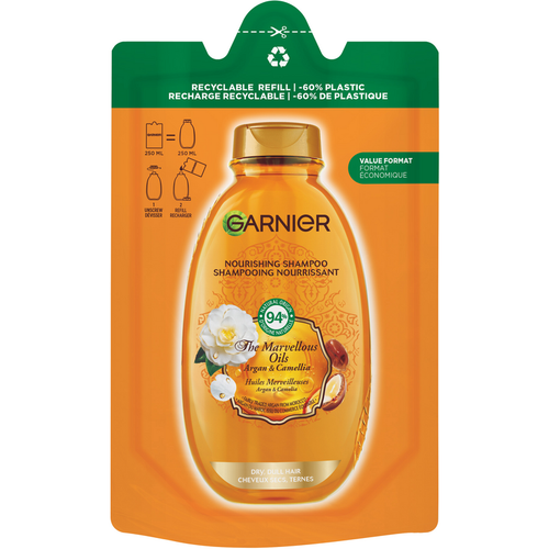 Garnier Ultra Dolce Shampoo Ricarica Pouches Olio Meraviglioso Argan E Camelia 250 Ml