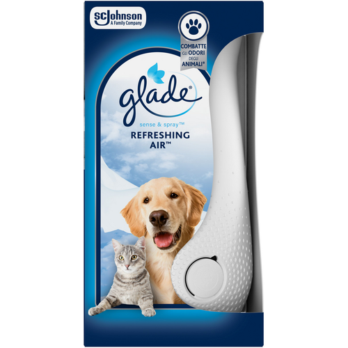 Glade Pet Sense & Spray Automatic Base + Ricarica Refreshing Air 18 Ml