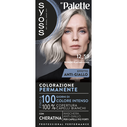 Syoss By Palette Colorazione Permanente Con Cheratina 12-59 Biondo Platino Cool Effetto Anti Giallo