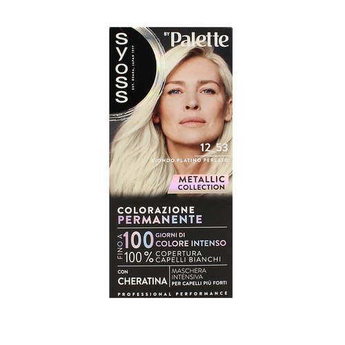 Syoss By Palette Colorazione Permanente Con Cheratina Metallic Collection 12-53 Biondo Platino Perla…