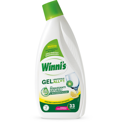Winni's Gel Lavastoviglie All In 1 Al Limone Contro L'unto Ostinato 33 Lavaggi 561 Ml