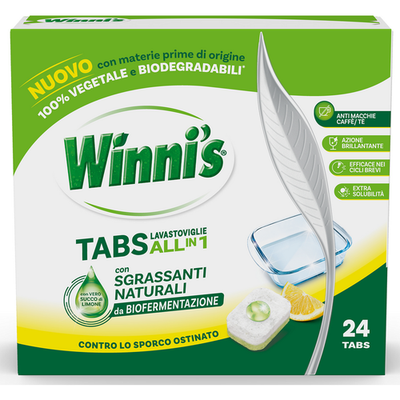 Winni's Tabs Lavastoviglie All In 1 Al Limone Con Sgrassanti Naturali Contro Lo Sporco Ostinato 22 T