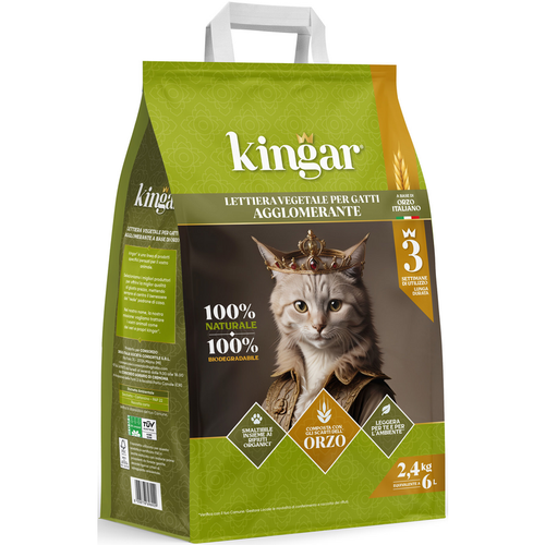 Kingar Lettiera Vegetale Per Gatti Agglomerante Composta Con Scarti Dell'orzo 6 Lt
