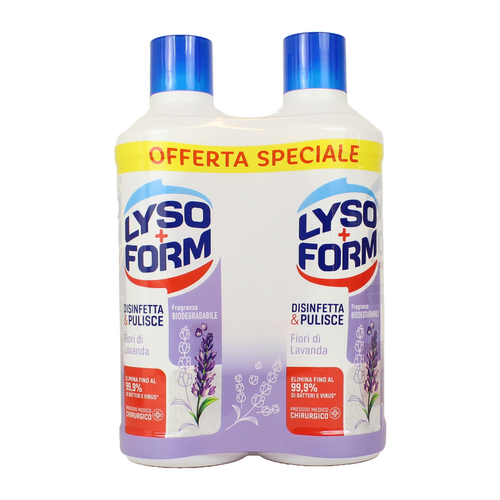 Lysoform Casa Disinfetta & Pulisce Fiori Di Lavanda 2 Pezzi Da 1100 Ml