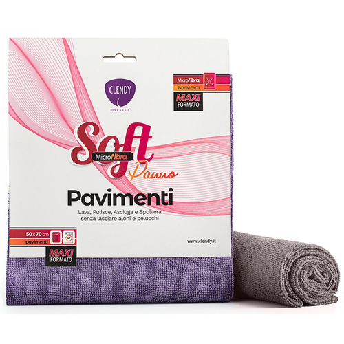 Clendy Home&care Panno Soft Microfibra Pavimenti Maxi Formato 50x70 Cm. Colori Assortiti