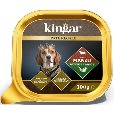Kingar Dog Pate' Manzo Papate Carote Vaschetta 300 Grammi