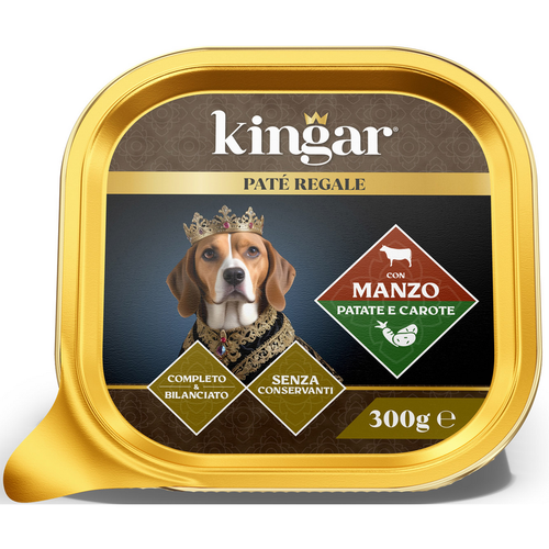 Kingar Dog Pate' Manzo Papate Carote Vaschetta 300 Grammi