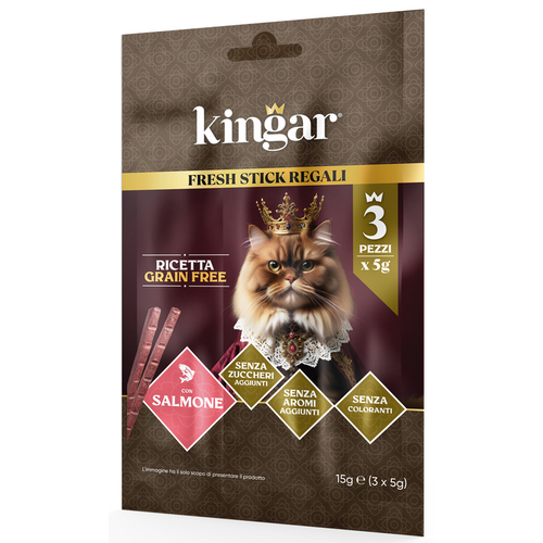 Kingar Cat Snack Stick Salmone 3 Pezzi X 5 Gr.