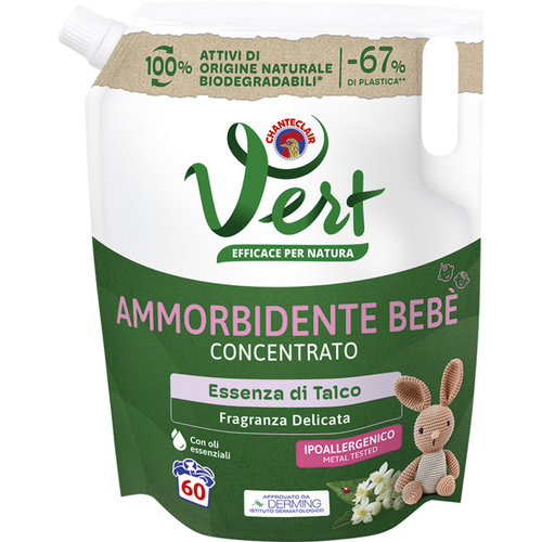 Chanteclair Vert Bebe' Ammorbidente Concentrato Essenza Di Talco Busta 60 Lavaggi 1200 Ml