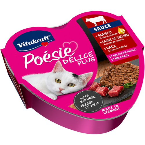 Vitakraft Cat Poesie Delice Plus Manzo Con Olio Di Salmone Vaschetta 85 Grammi